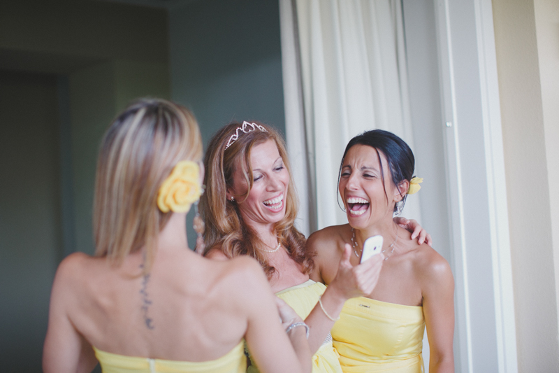 bridemades in yellow dress