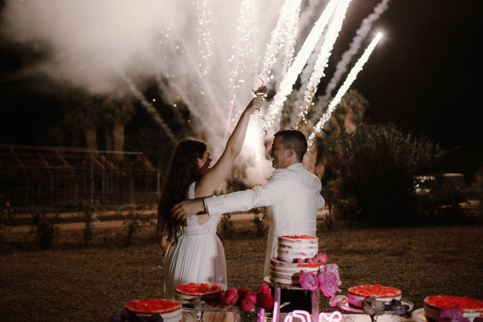 Il momento della torta e i fuochi d'artificio
