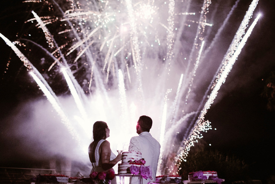 Il momento della torta e i fuochi d'artificio
