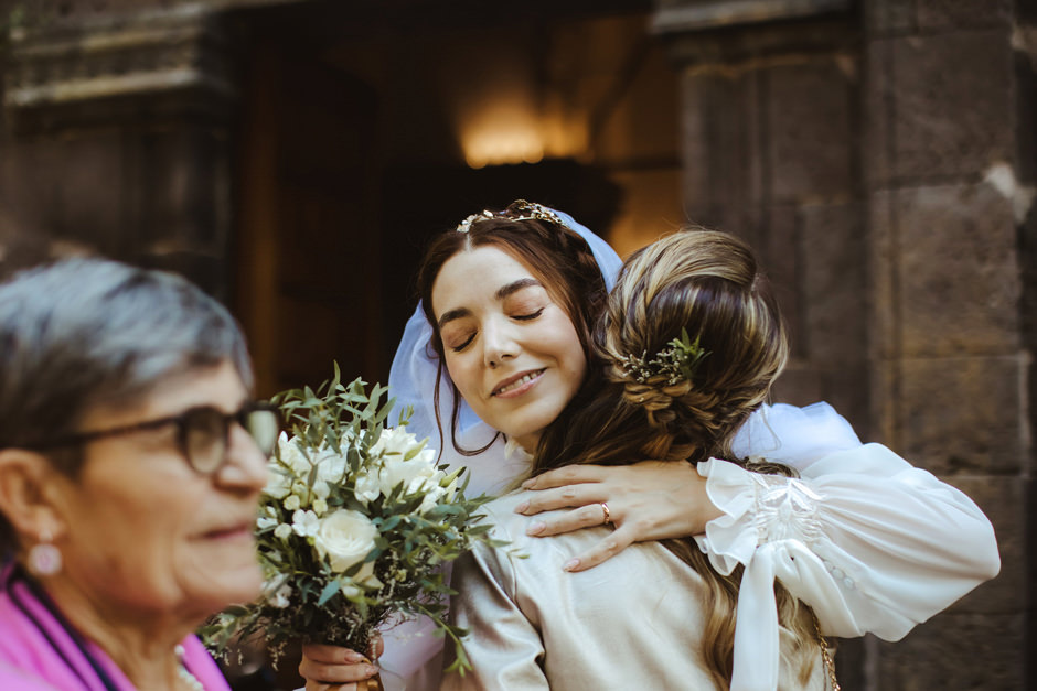 bride greetings the guests
