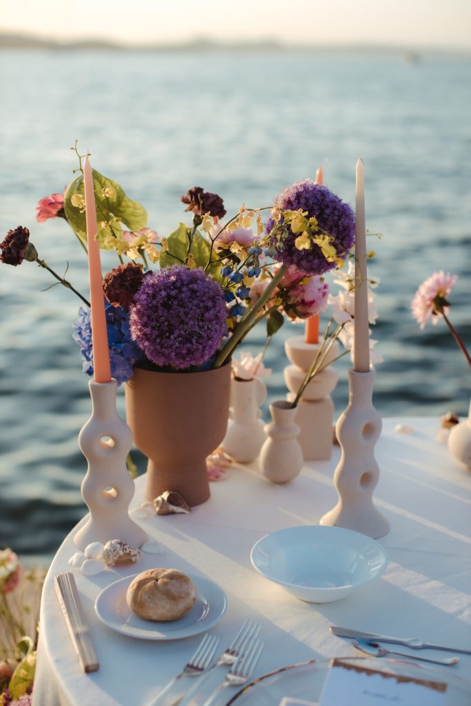 Table details for elopement dinner in Sardinia