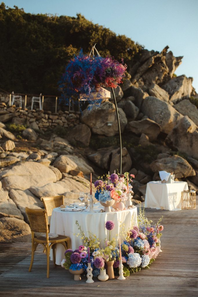 wedding elopement dinner table at  L'Ea Bianca Luxury Resort , setup by Elisa Mocci