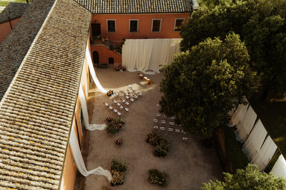 Ceremony set upfrom drone point of view