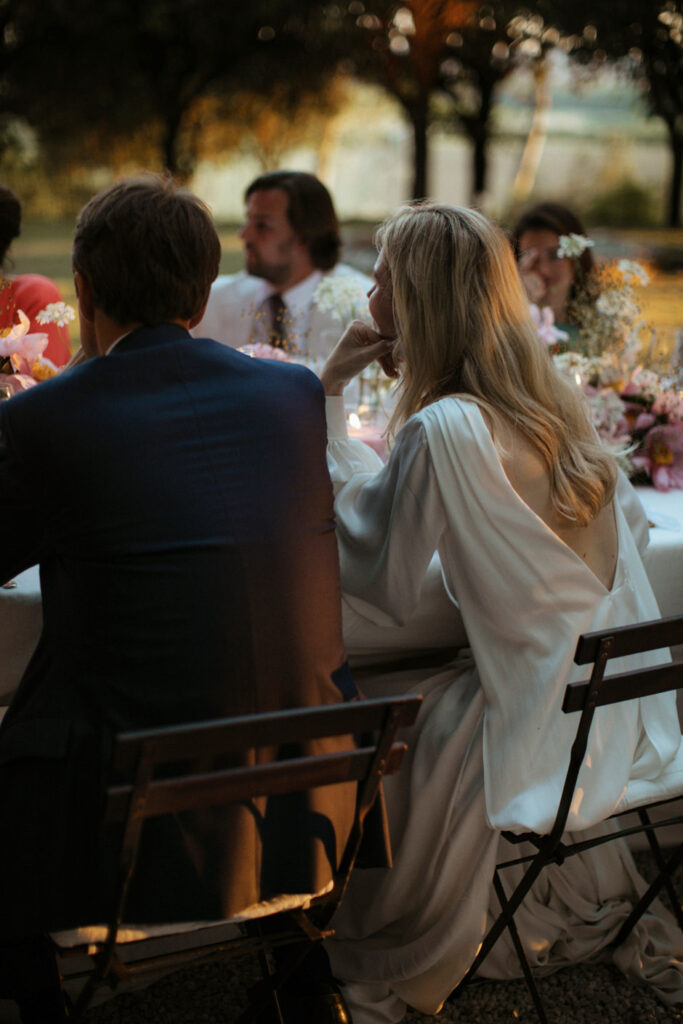 bride and groom during speeches